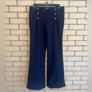 EXPRESS Size 6R Navy Blue Wise-Leg Sailor Pants with Button Detail